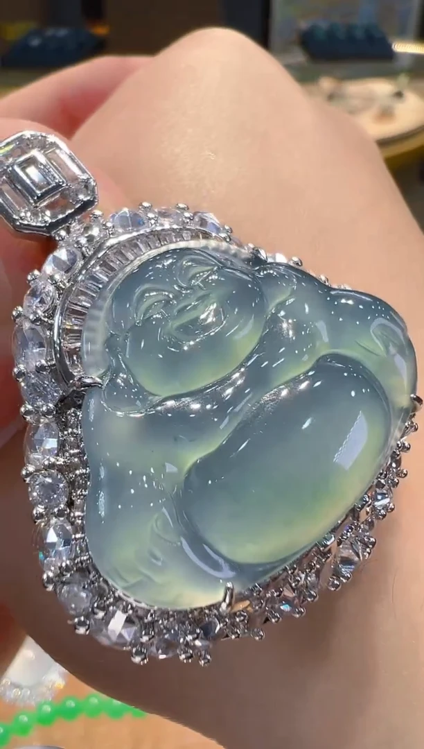 【凯文珠宝】天然翡翠A货高冰种翡翠佛公吊坠轻奢百搭多样性发货