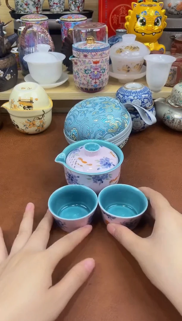陶瓷茶具摆件旅行套组