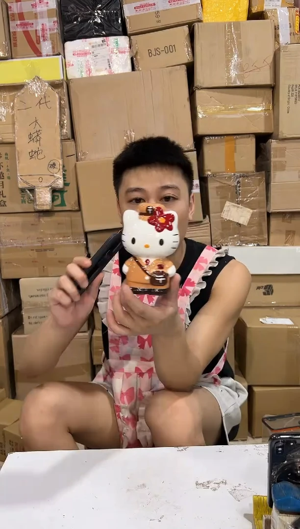 瓷片棕色kt猫邮递员存钱罐