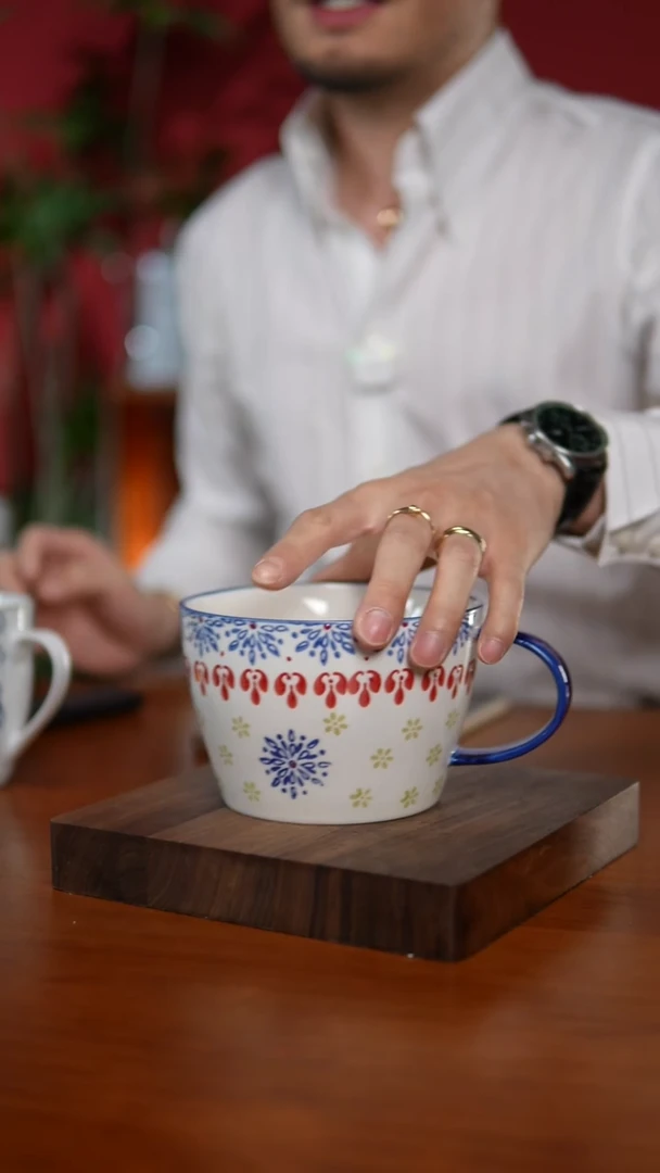 陶瓷A015 早餐杯带勺子