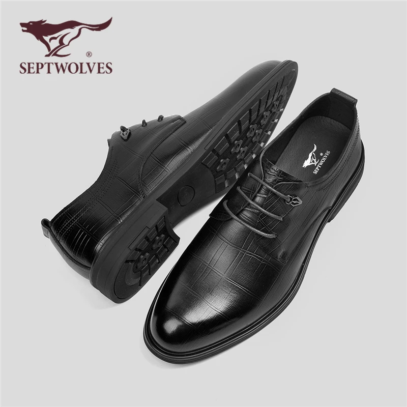 七匹狼头层牛皮低帮男新款真皮皮鞋商务正装男士休闲皮鞋0047