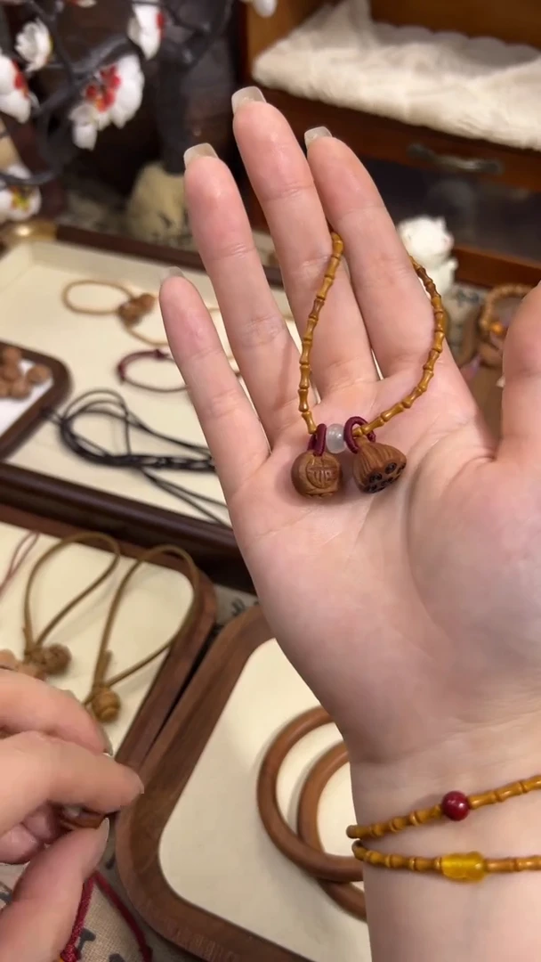 手串桃核【桃缘行】竹节「福气莲莲」桃木桃核辟、挡、驱、护 备注手围