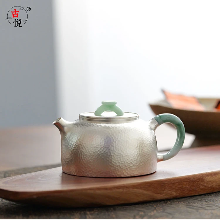 古悦悦翠系列 锤纹琻翠壶 纯手工錾刻锤纹素面简约泡茶壶约160CC