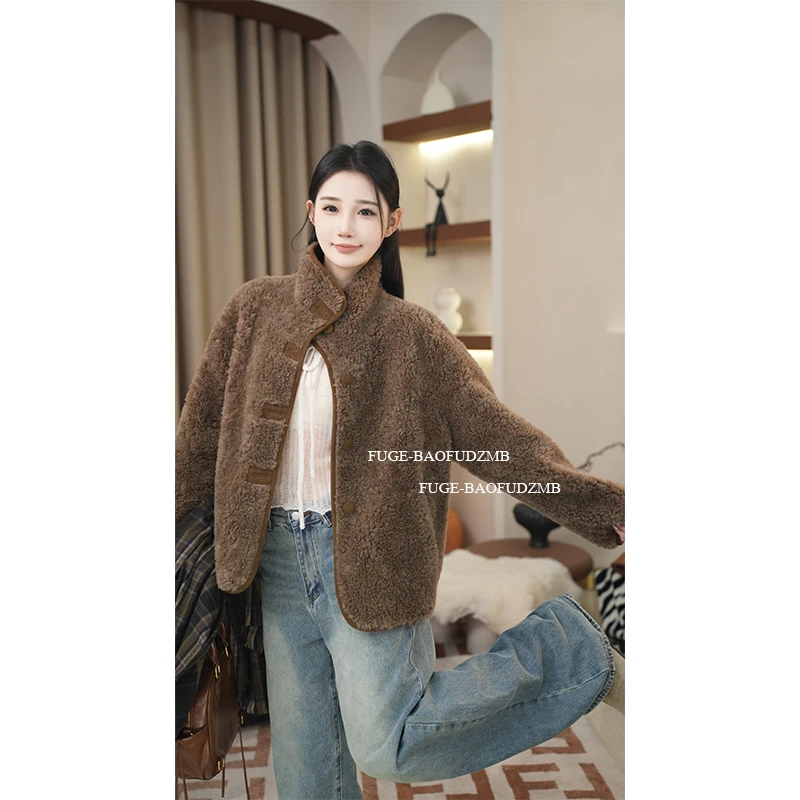 FUGE/拂革‘海岛风情’2025秋冬全羊毛颗粒皮草女士外套时尚百搭