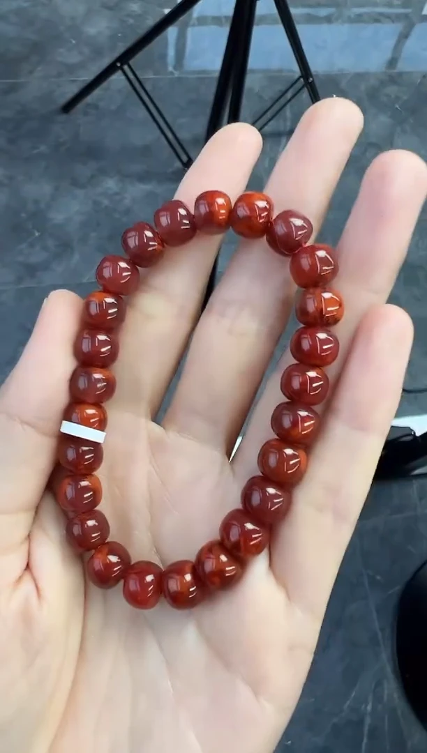 未镶嵌手链南红玛瑙A43牛血红色南红手串