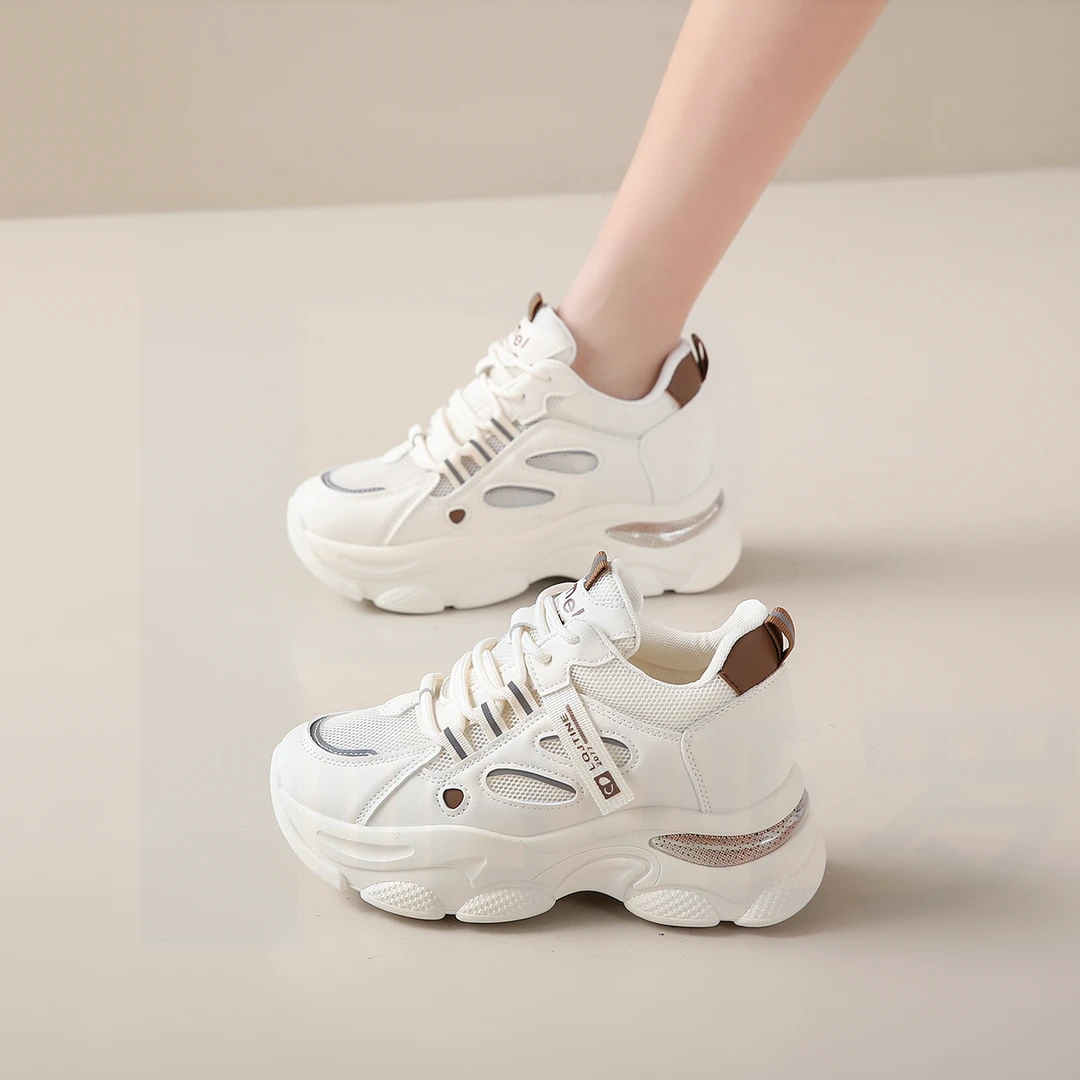 品牌夏天薄款透气网面老爹鞋女款2025爆款百搭厚底增高ins风跑鞋