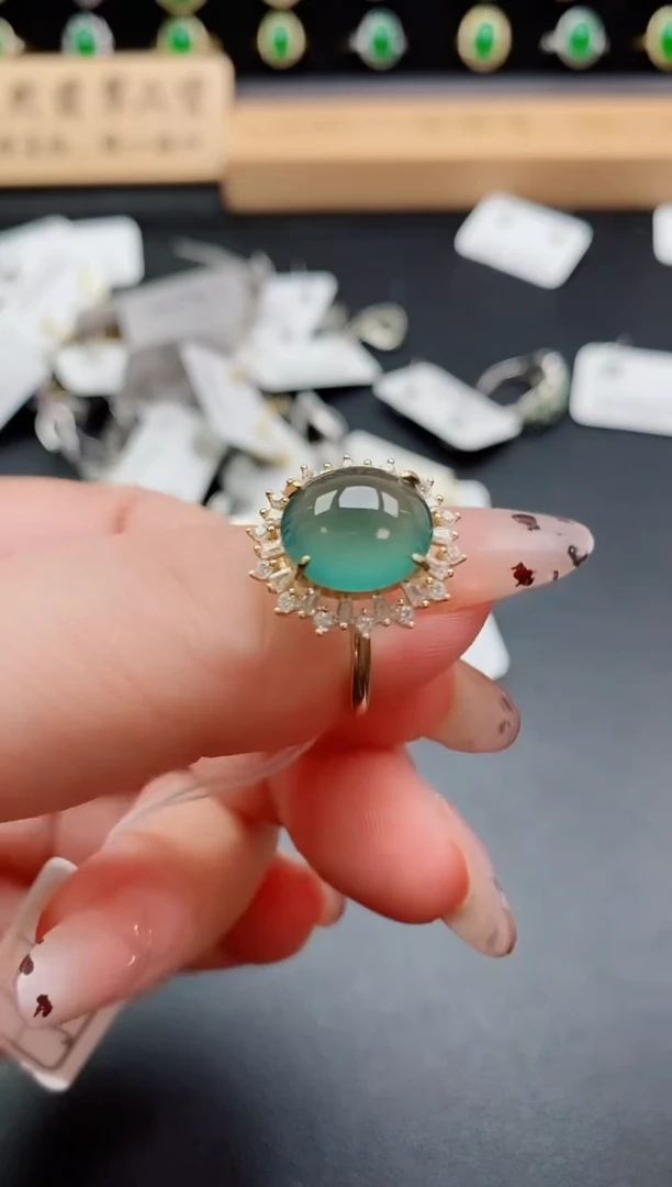 银S925镶嵌戒指翡翠1