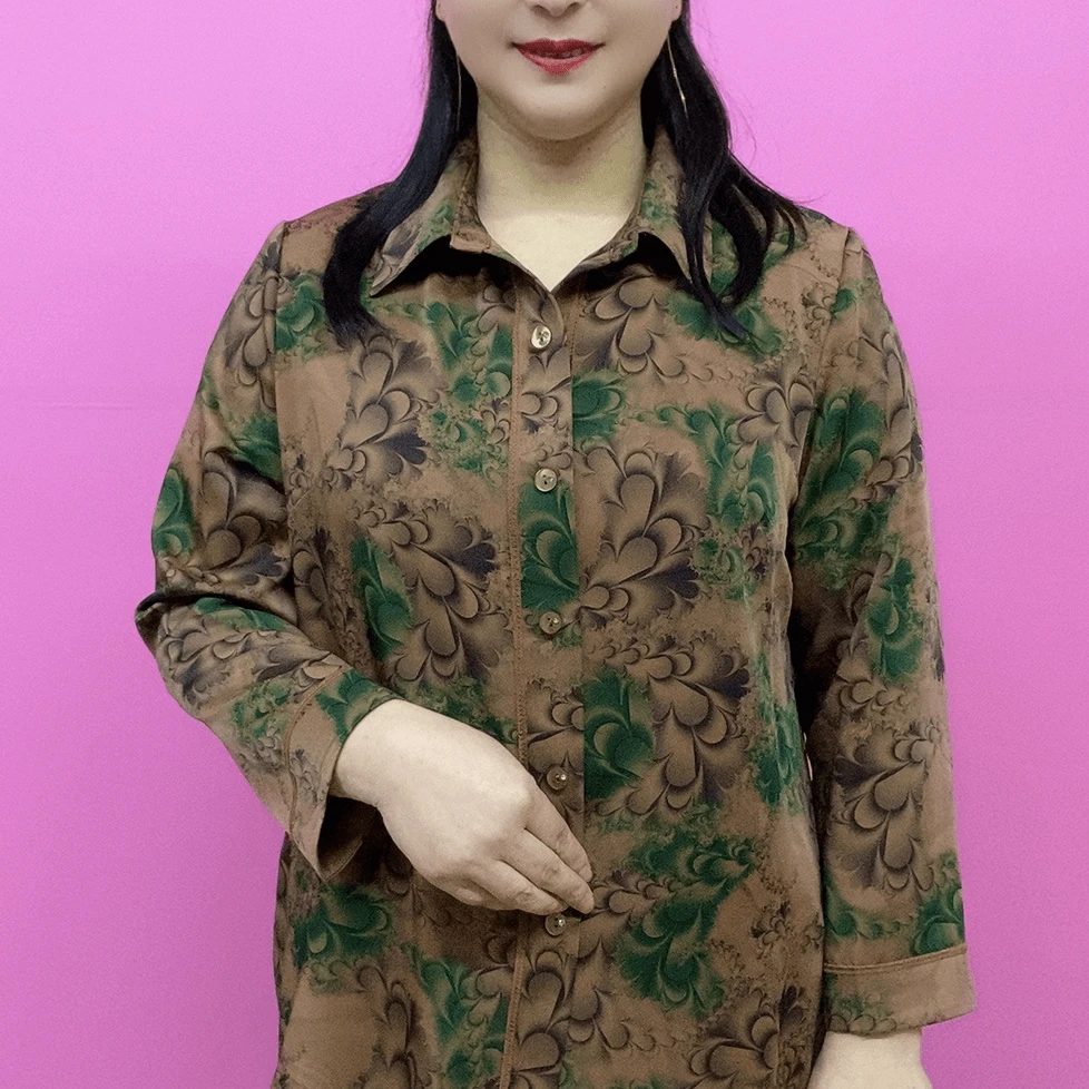 夏季新款翻领碎花分袖妈妈装开衫