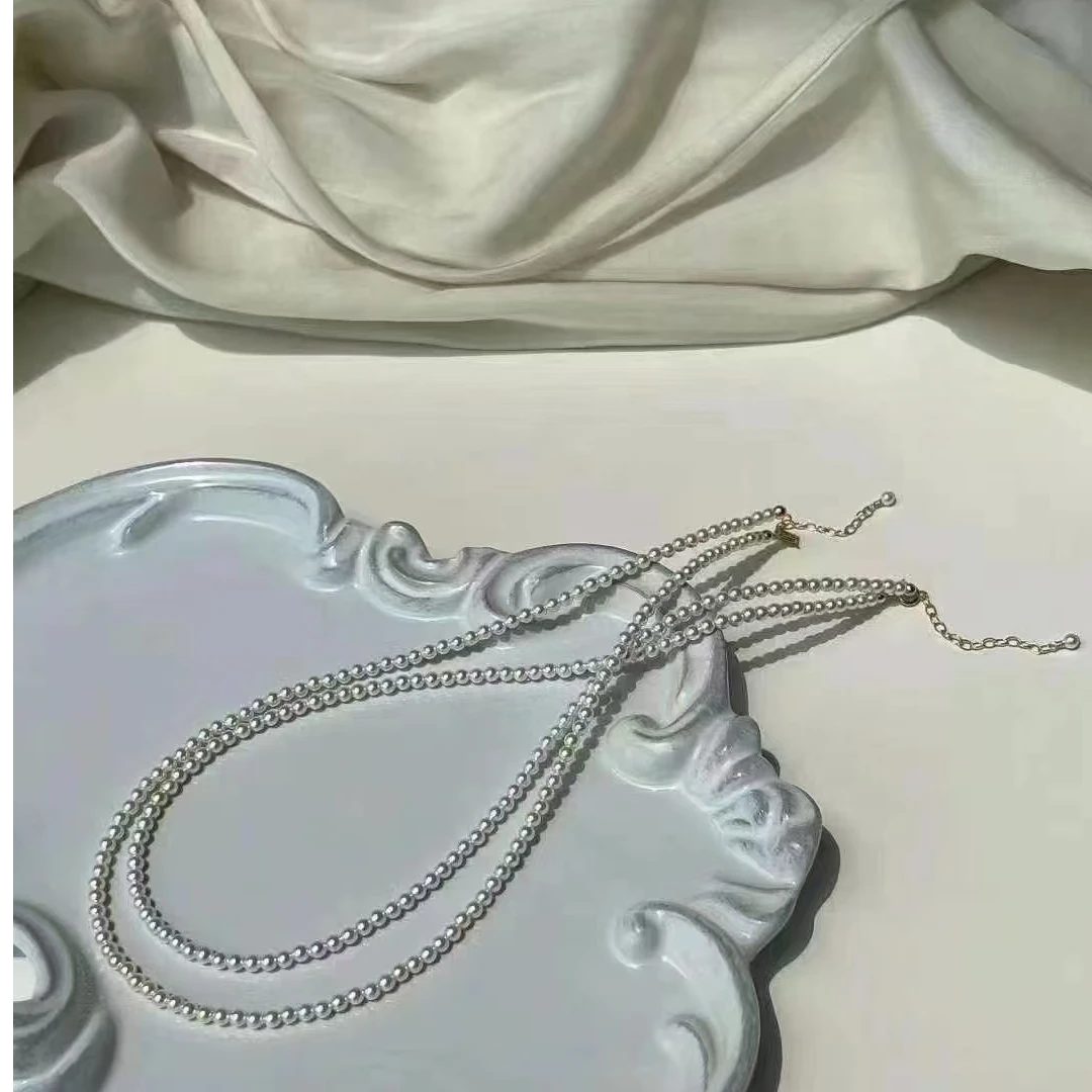 薇拉极光3-4mm小米baby珠项链天然珍珠非正圆银扣【非基地发货】