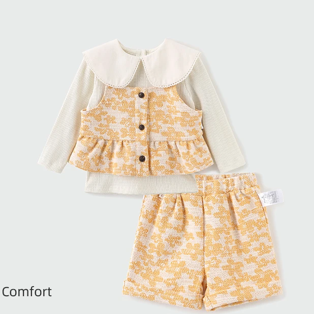 moimoln小云朵童装春季新款女童套装时尚甜美女宝三件套