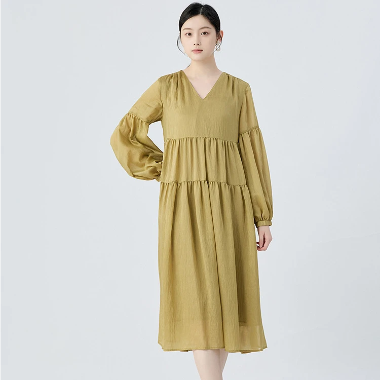 哥弟气质V领宽松连衣裙1500549夏季长款