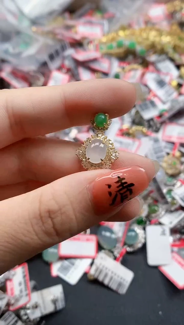 银S925镶嵌戒指翡翠天然A货缅甸翡翠