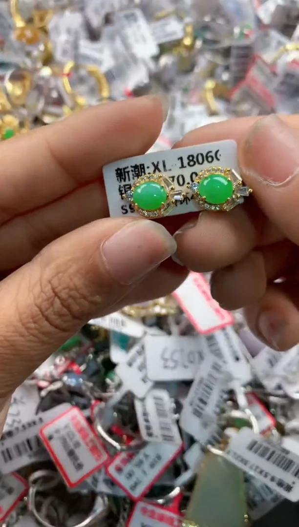 银S925镶嵌戒指翡翠10    2