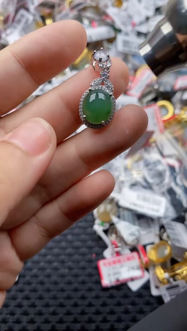 翡翠戒指银S925镶嵌777---4