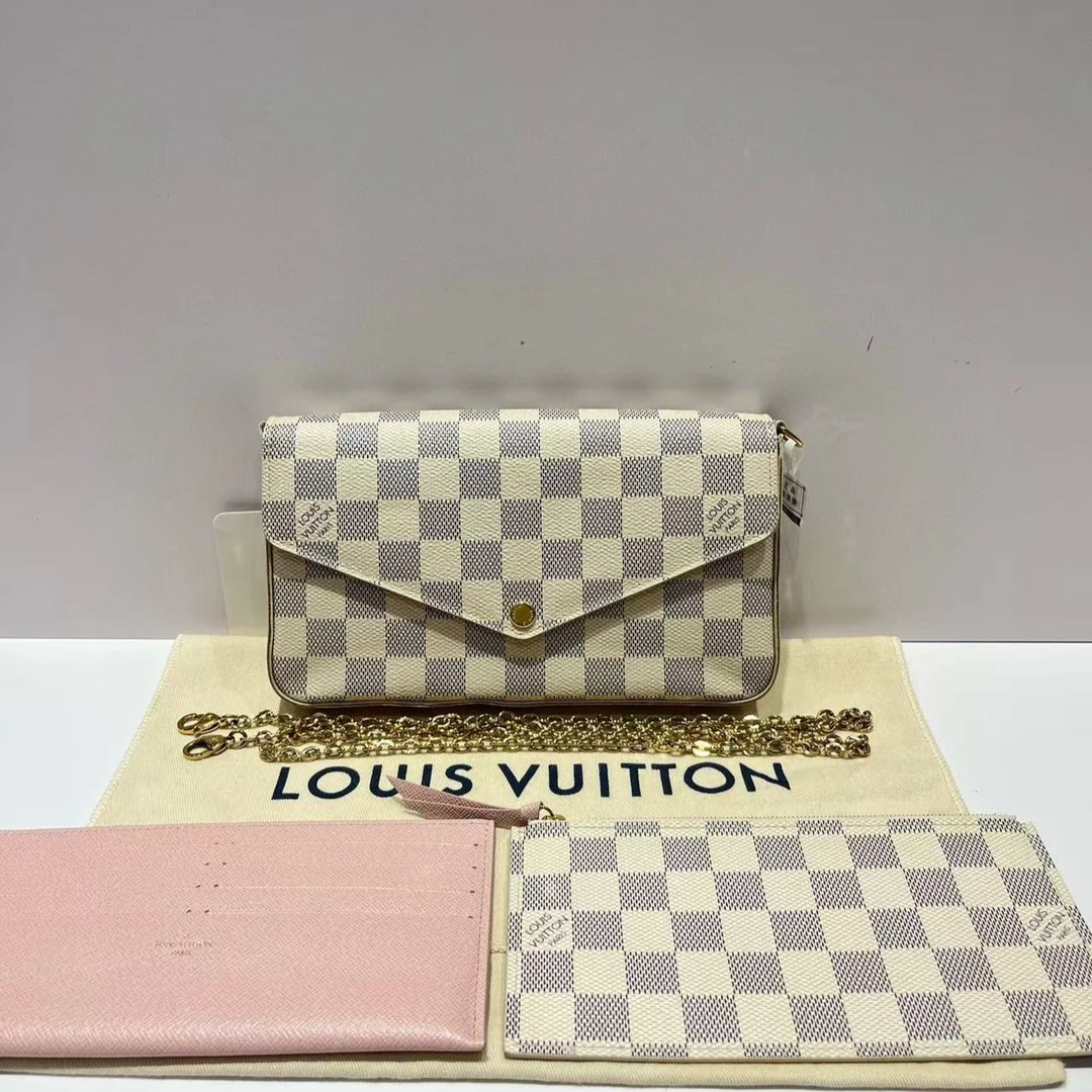 95新 LouisVuitton/路易威登  Pochette Felicie白棋盘格三合一