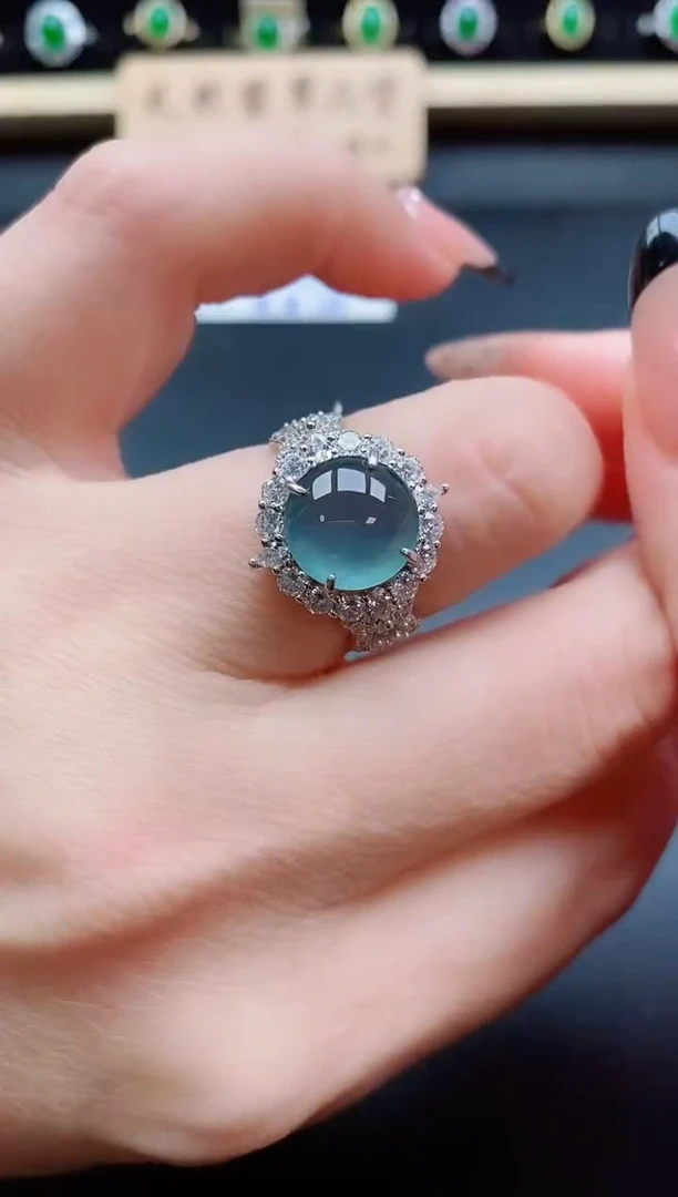 银S925镶嵌戒指翡翠1