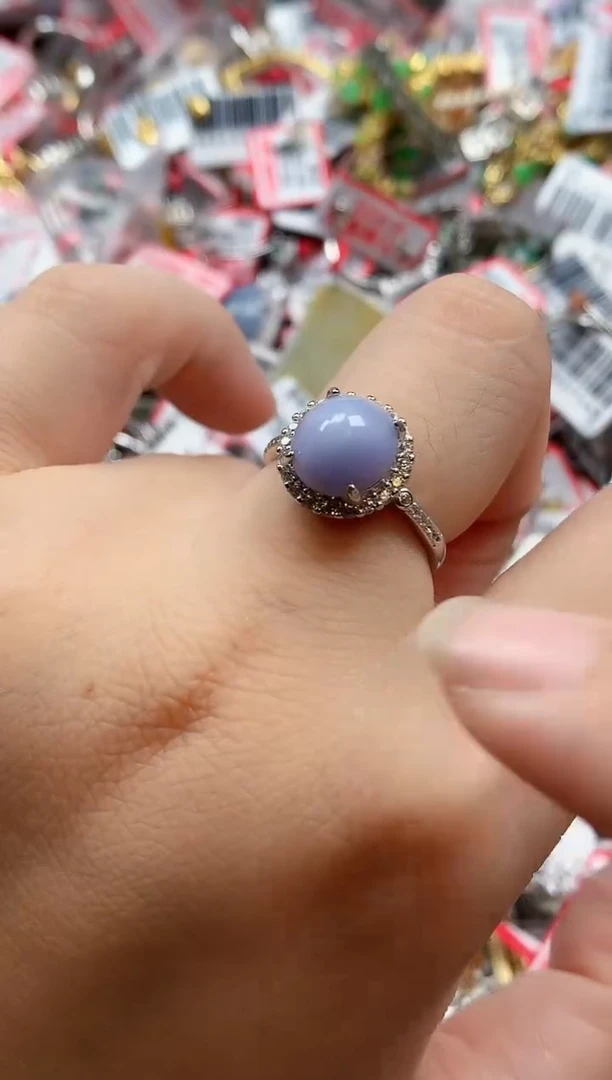 银S925镶嵌戒指翡翠天然A货缅甸翡翠