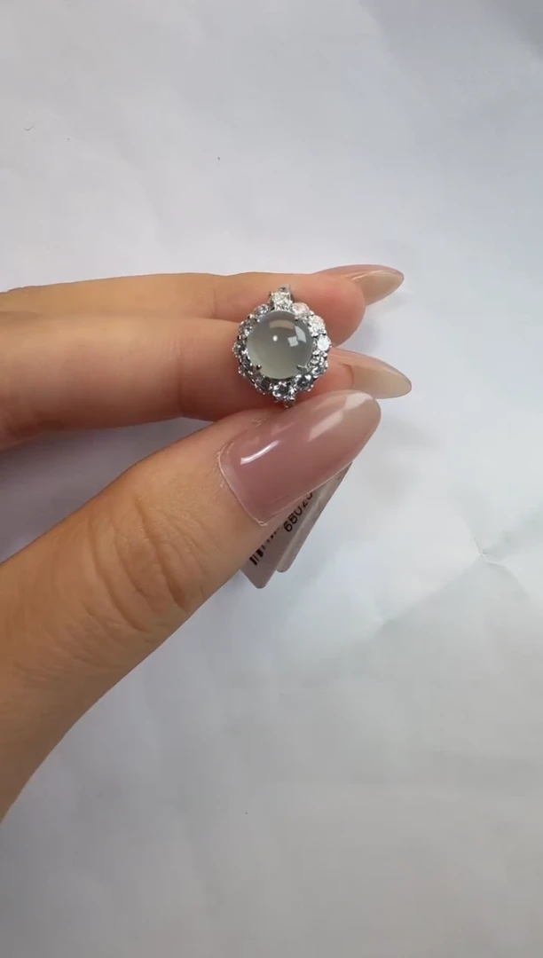 银S925镶嵌戒指翡翠925银镶A货翡翠戒指92