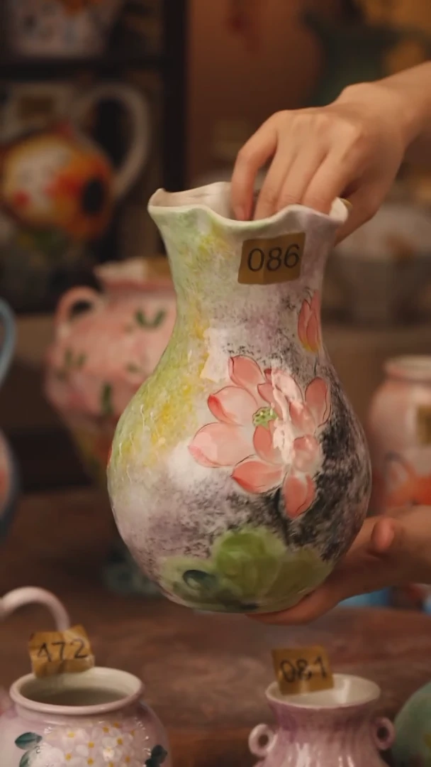 陶瓷086景德镇设计师手作花器摆件侘寂风
