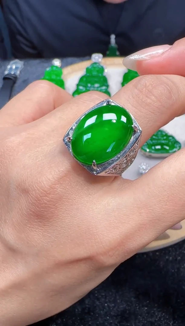 未镶嵌定制翡翠翡翠戒指27