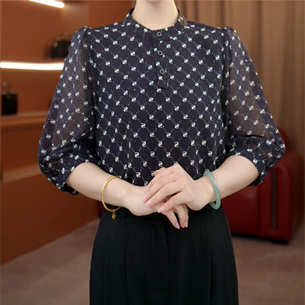 2025新款原版正品经典百搭衬衫女透气舒适减龄七分袖衬衣