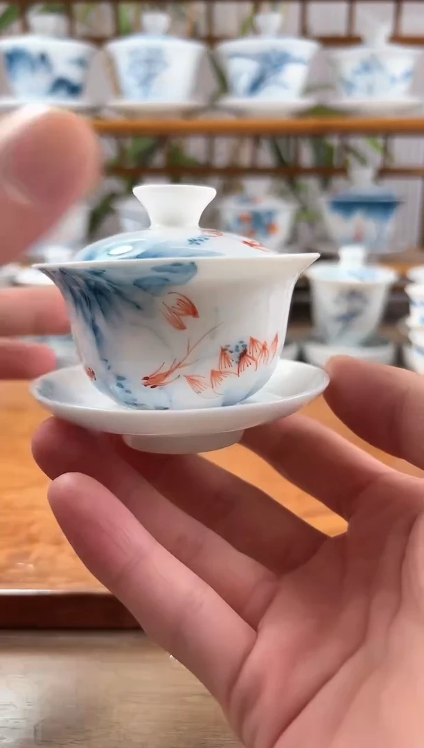 微瑕蓝莲80ml三才盖碗