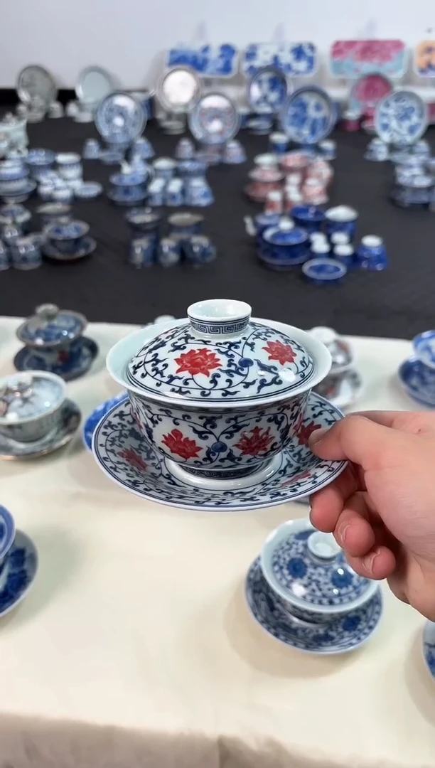 其他瓷景德镇陶瓷茶具元青花釉里红缠枝莲