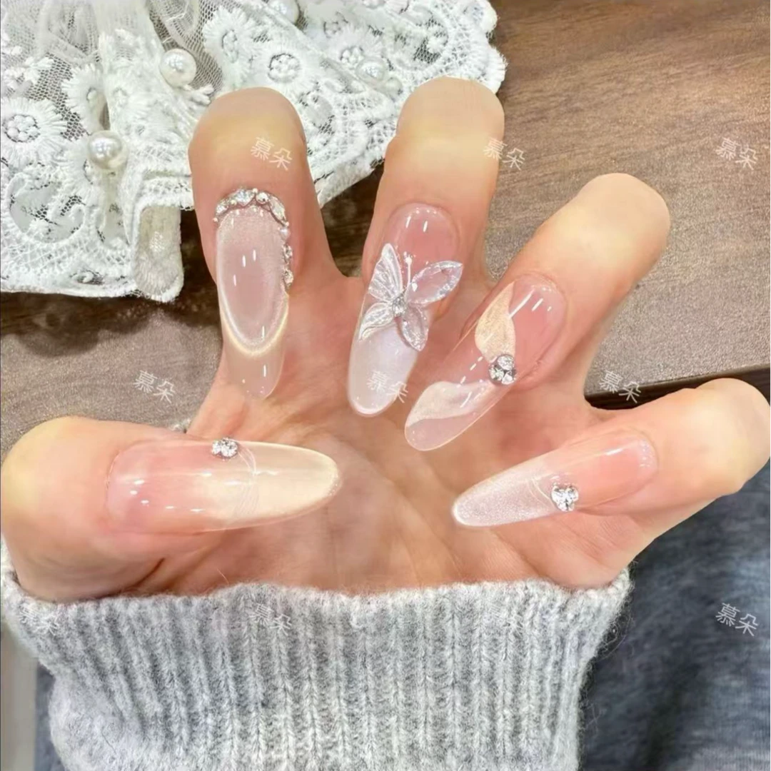 【蝴蝶飘飘】纯手工穿戴甲气质显白轻奢美甲十片装