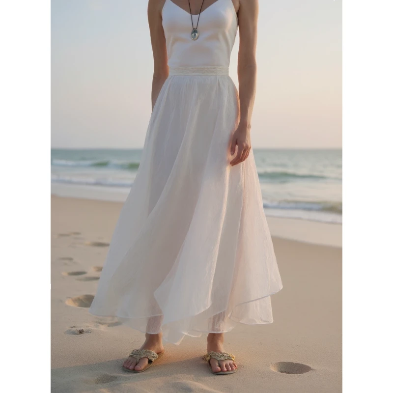 COMMON VALUE「 禅 Pāra 」醋酸花瓣半身裙 极简通勤月光A字长裙