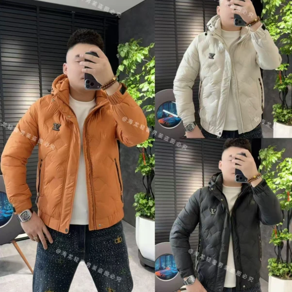 68830 冬款V字母连帽羽外套 带帽子高品质冬季保暖潮款潮男