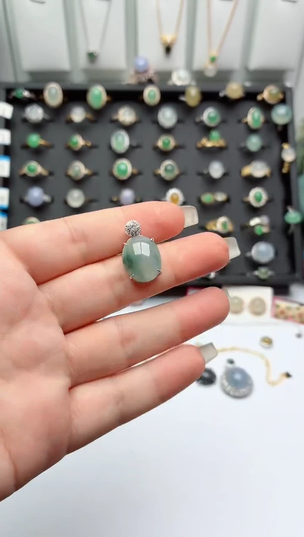 银S925镶嵌戒指翡翠.