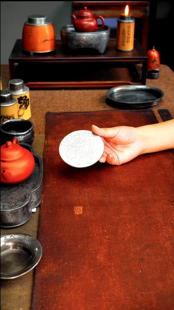 9389紫铜包锡杯垫壶承直径8