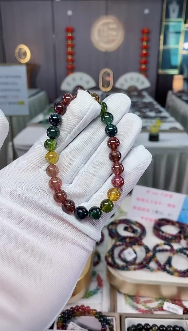未镶嵌老矿碧玺单圈手串8mm+碧玺（多样性发一条）xion