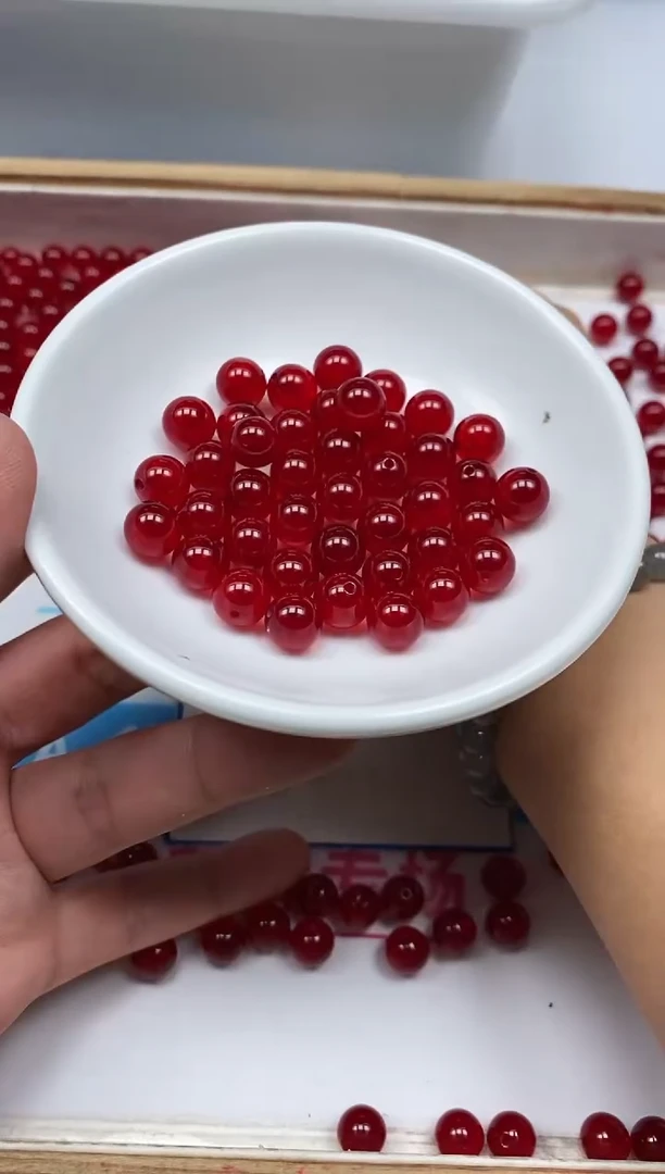 手饰玛瑙未镶嵌B557 缅料 鸽血红8mm10颗9.9元