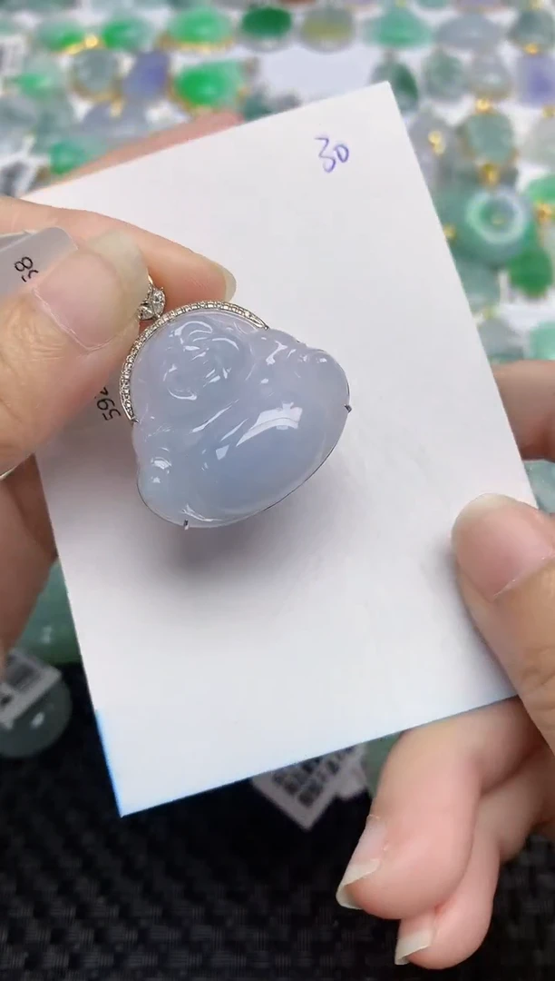 翡翠18K金镶嵌颈饰天然翡翠A货