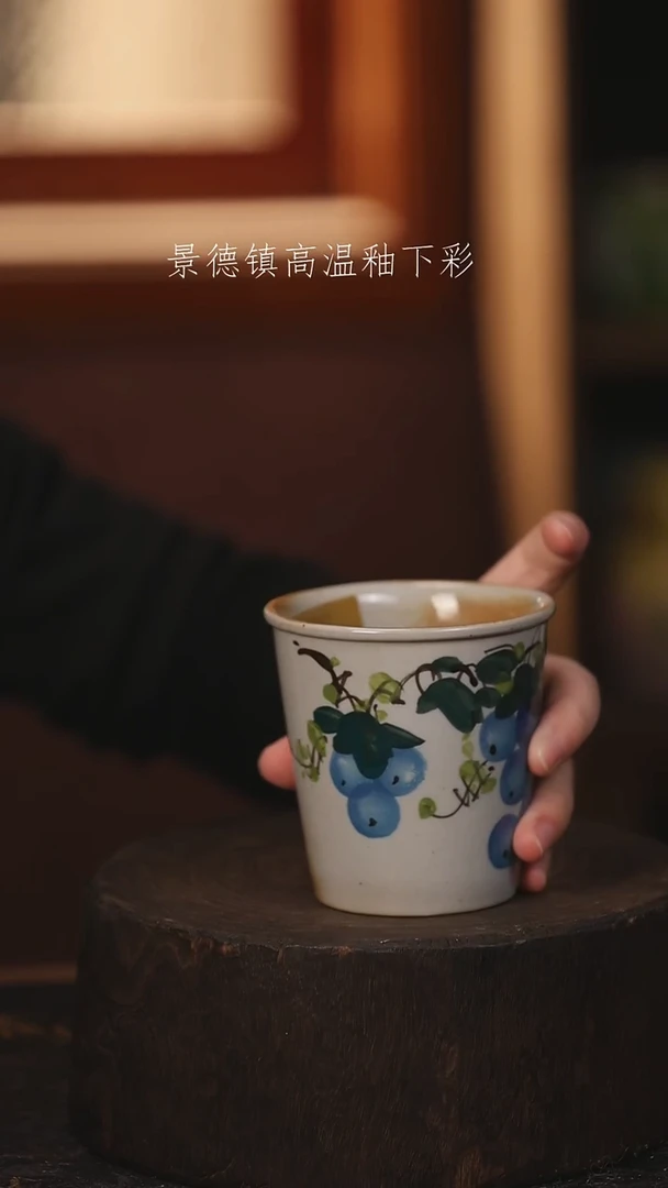 陶瓷景德镇高温釉下手绘陶瓷@L368@