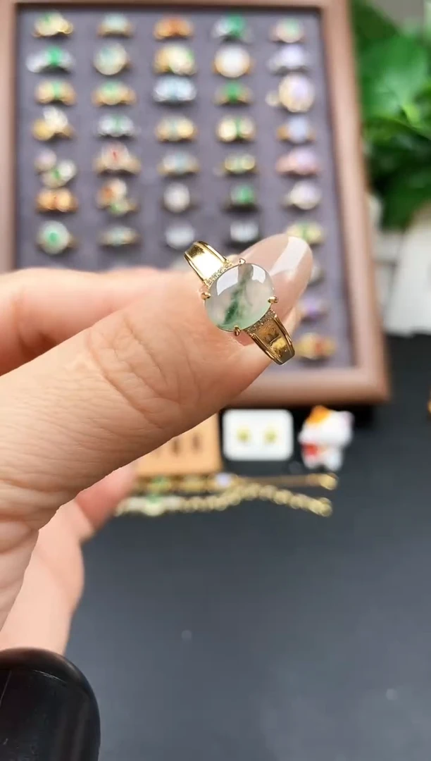 银S925镶嵌戒指翡翠12