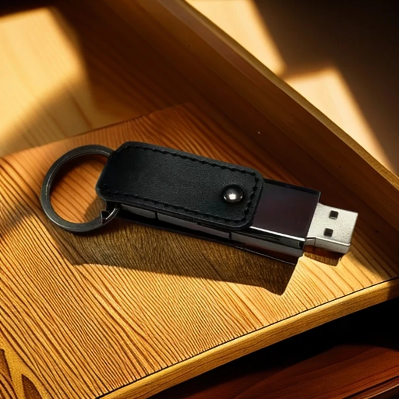 16GBU盘实用保护套有效防丢防皮套设计钥匙扣u盘送男士礼品