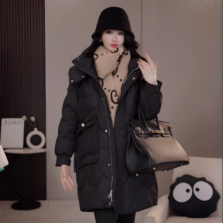 A-616~617冬季新款中式时尚减龄修身设计百搭气质中长款羽绒服