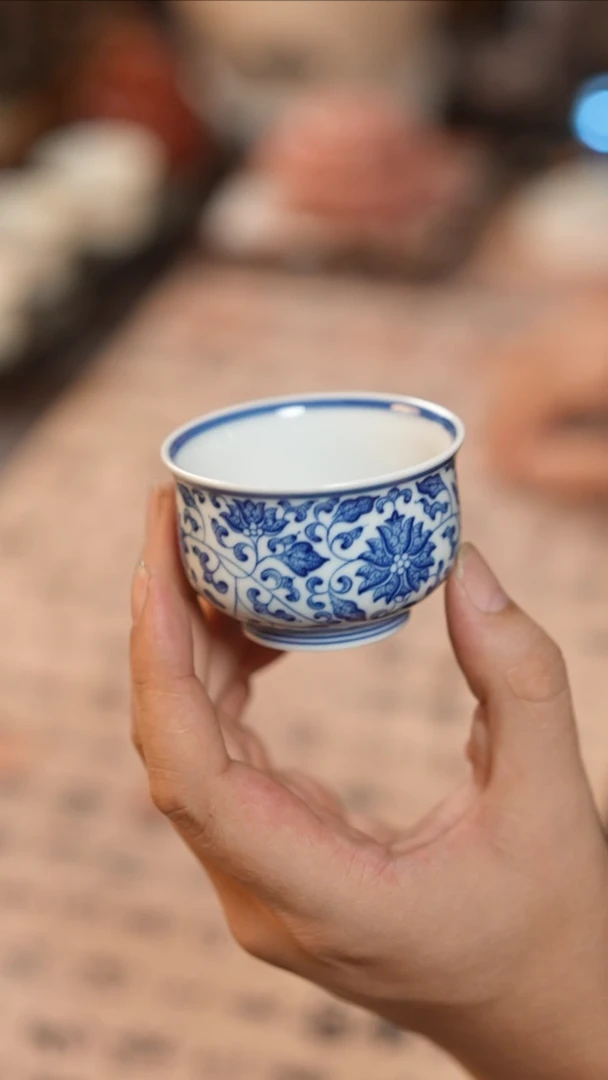 茶具景德镇青花缠枝主人杯