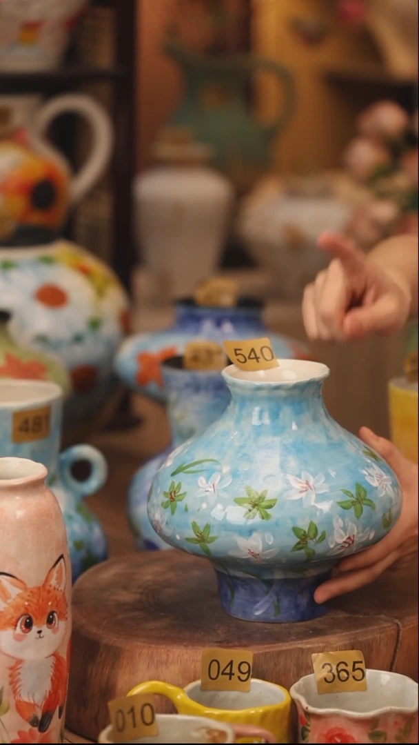 陶瓷540景德镇设计师手作花器摆件侘寂风