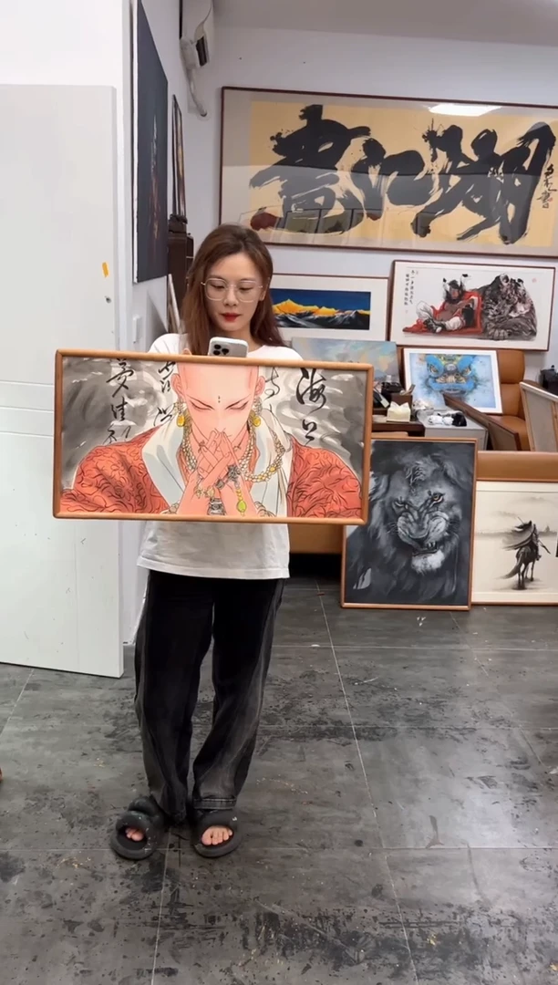 丙烯画奋*鸭尘薇老师法海精装裱