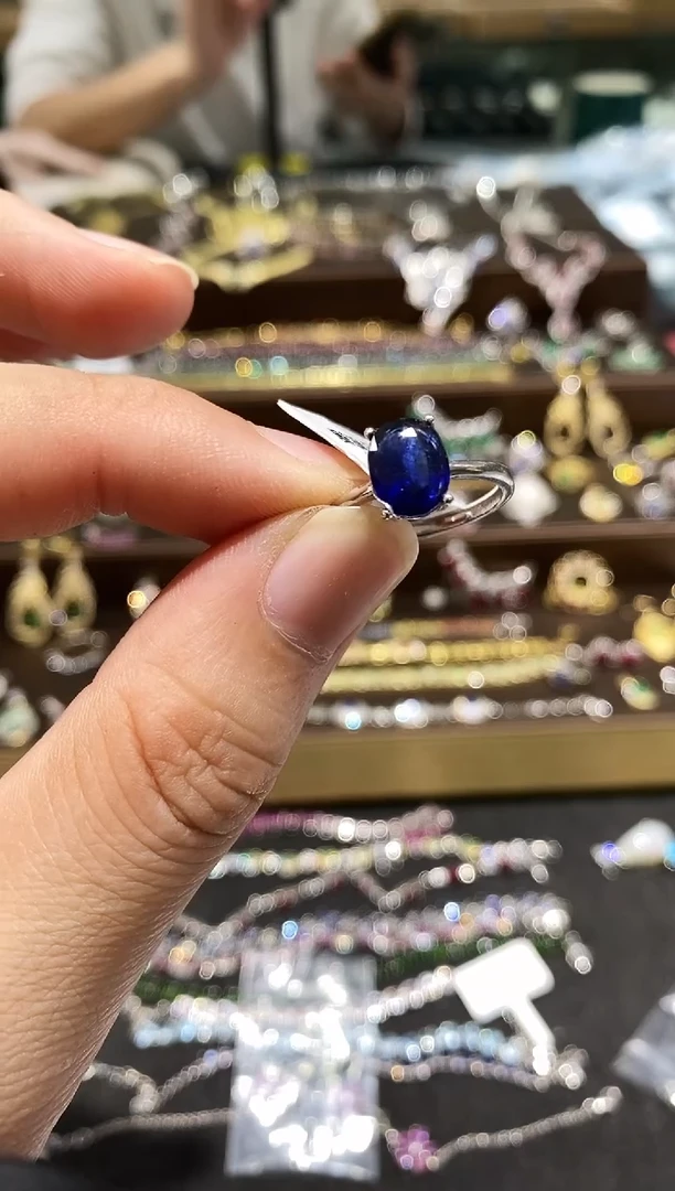 【闪购商品】蓝宝石戒指银S925镀金镶嵌戒指