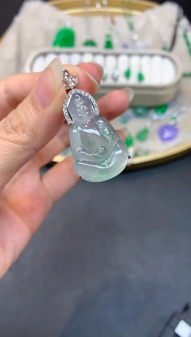 吊坠(不含链)18K金镶嵌翡翠S783|22000