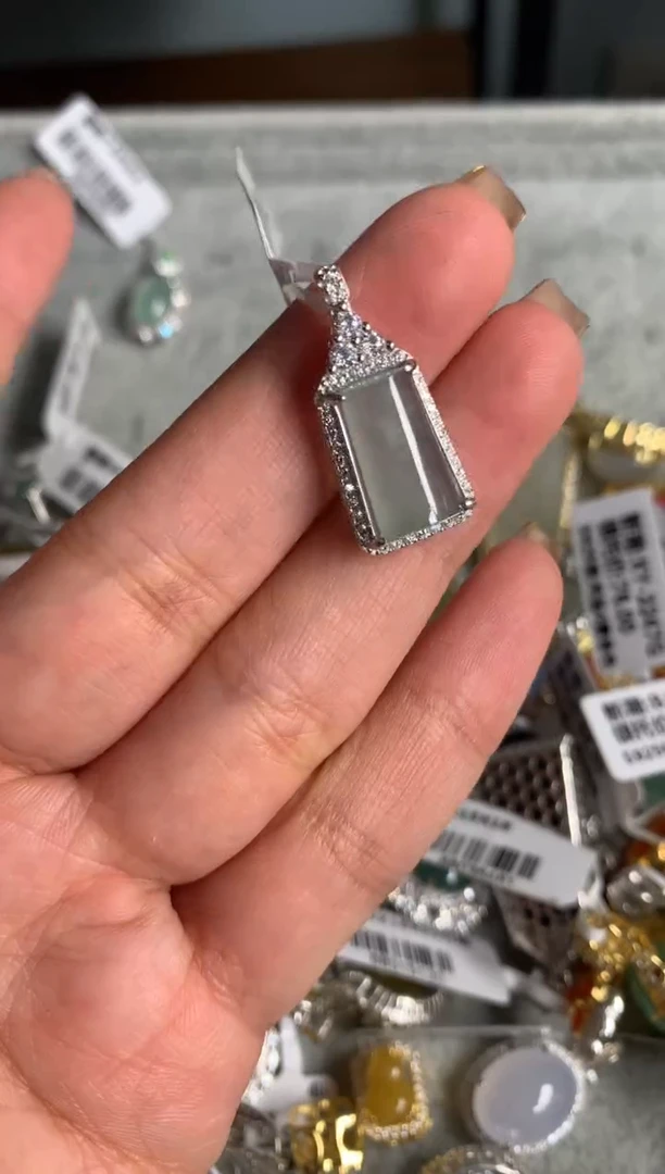 银S925镶嵌戒指翡翠吊坠