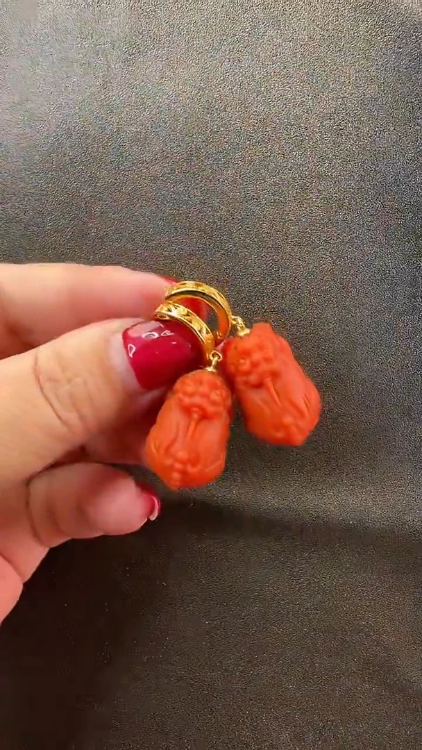 南红玛瑙未镶嵌耳饰耳环