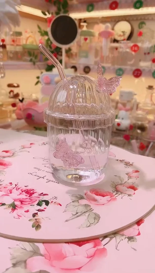 其他品质好发货快放心拍！蝶恋花吸管杯