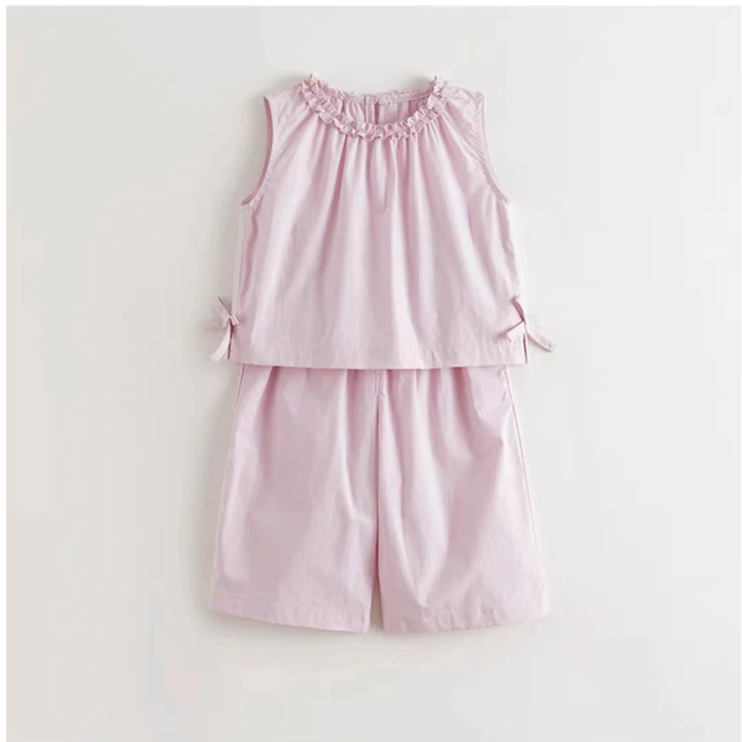 MARC&JANIE/马克珍妮浅粉色无袖上衣配阔腿短裤套装550890