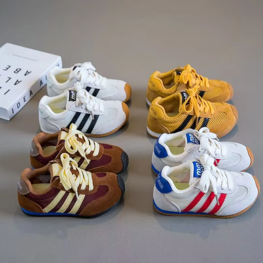 258895 真皮儿童运动鞋夏季网鞋女童防滑软底男童鞋网面