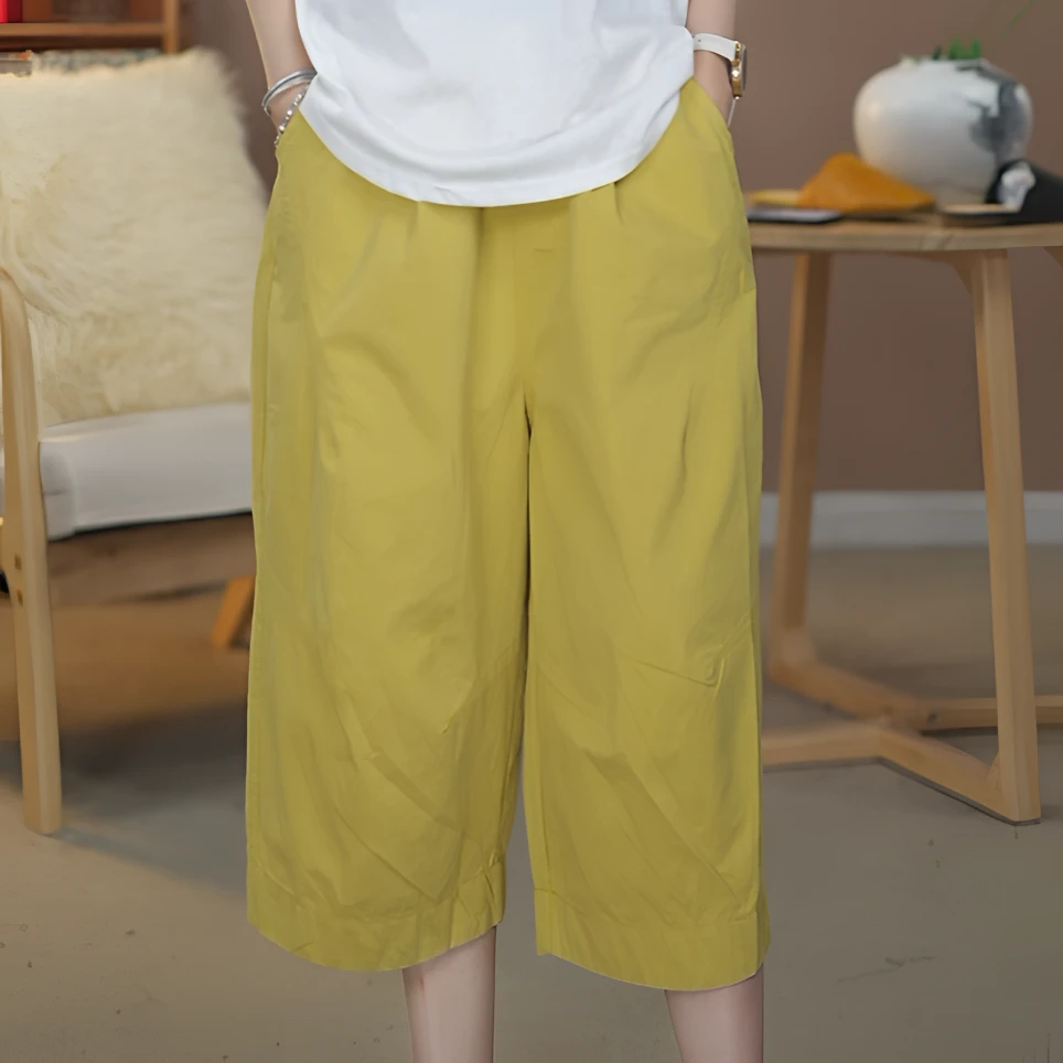 8057阔腿裤时尚防晒百搭宽松薄款女夏季纯色显瘦宽松透气七分裤